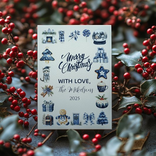 Blauw Kerstfeest Cozy Feestdagenkaart