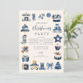 Blauw Kerstfeest Cozy Kaart (Staand voorkant)