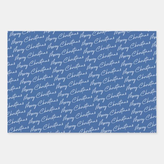 Blauw kerstfeest inpakpapier vel (Voorkant 2)