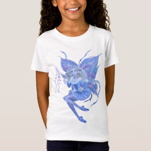 Blauw kerstfeest meisje T-shirt (Voorkant)