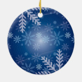 blauw kerstfeest met sneeuw keramisch ornament (Achterkant)