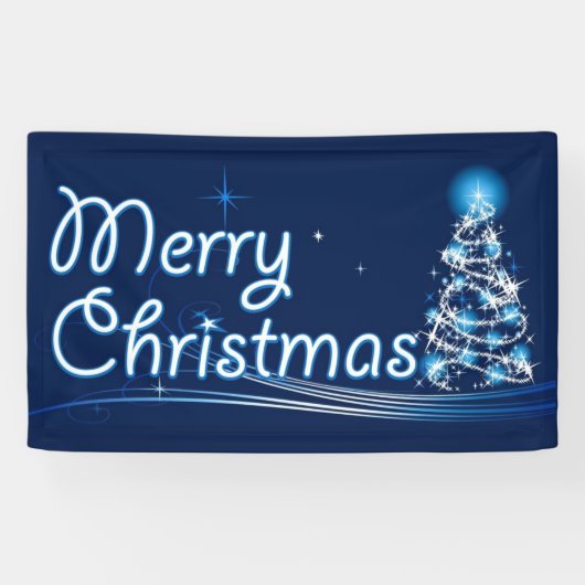 Blauw kerstfeest spandoek (Horizontaal)