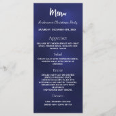Blauw kerstfeestdiner menu (Voorkant)