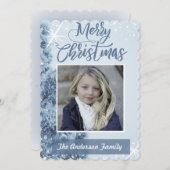 Blauw kerstfoto kaart (Voorkant / Achterkant)