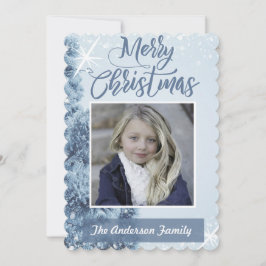 Blauw kerstfoto kaart