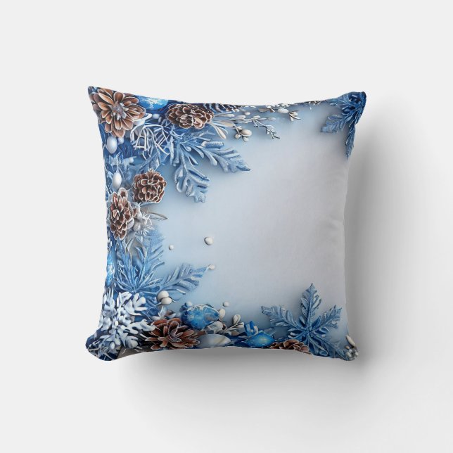 Blauw kerstframe kussen (Voorkant)