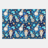 blauw kerstgenoom inpakpapier vel (Voorkant 3)