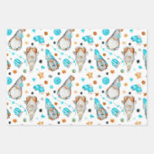 blauw kerstgenoom inpakpapier vel (Voorkant 2)