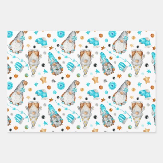 blauw kerstgenoom inpakpapier vel (Voorkant 2)