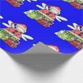 Blauw kerstinkerpapier met kerstinkernen cadeaupapier (Hoek)