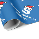 Blauw kerstinpakpapier met monogram cadeaupapier (Rol Hoek)