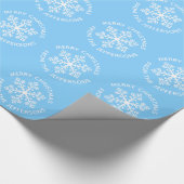 Blauw kerstinpakpapier met snowflake cadeaupapier (Hoek)