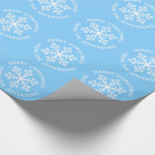 Blauw kerstinpakpapier met snowflake cadeaupapier (Hoek)