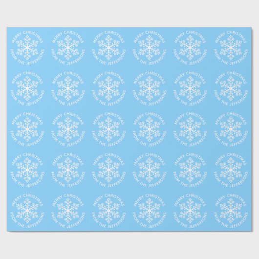 Blauw kerstinpakpapier met snowflake cadeaupapier (Vlak)