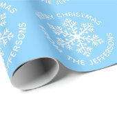 Blauw kerstinpakpapier met snowflake cadeaupapier (Rol Hoek)