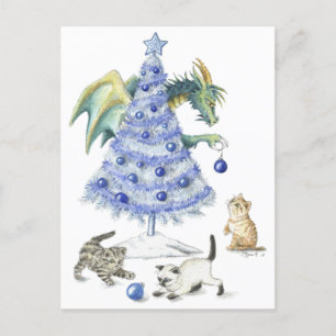 Blauw kerstkaartje aankondigingskaart