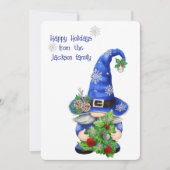 Blauw Kerstkabouter  Feestdagenkaart (Voorkant)