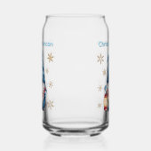 Blauw Kerstkabouter met Rode Lantaarn Bessen Blikvorm Glas (Links)