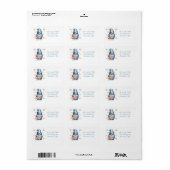 Blauw Kerstkabouter met Rode Lantaarn Bessen Etiket (Full Sheet)