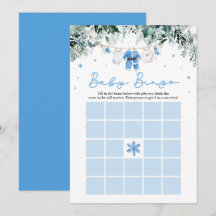 Blauw Kerstman Baby Bingo Baby Shower Spel