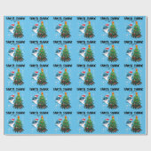 Blauw-kerstman Baby Shark Holiday-papier Cadeaupapier (Vlak)