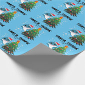 Blauw-kerstman Baby Shark Holiday-papier Cadeaupapier (Hoek)