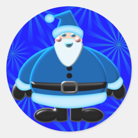 Blauw Kerstman Kerstmis Ontwerp Ronde Sticker (Voorkant)