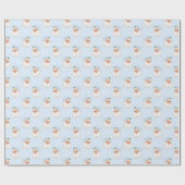 Blauw  kerstman op Solid Blue Cadeaupapier (Vlak)