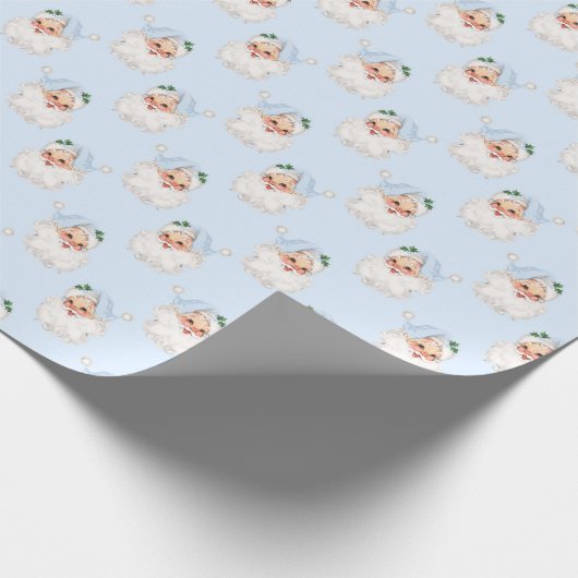 Blauw  kerstman op Solid Blue Cadeaupapier (Hoek)