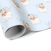 Blauw  kerstman op Solid Blue Cadeaupapier (Rol Hoek)