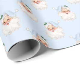 Blauw kerstman op Solid Blue Cadeaupapier
