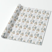 Blauw Kerstman Prettig Kerstfeest  Cadeaupapier (Uitgerold)