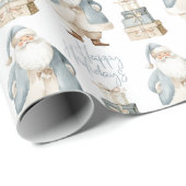 Blauw Kerstman Prettig Kerstfeest  Cadeaupapier (Rol Hoek)