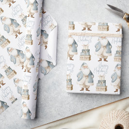 Blauw Kerstman Prettig Kerstfeest Cadeaupapier