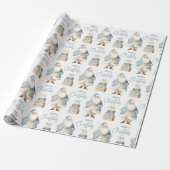 Blauw Kerstman Prettig Kerstfeest Cadeaupapier (Uitgerold)