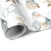 Blauw Kerstman Prettig Kerstfeest Cadeaupapier (Rol Hoek)