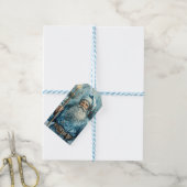 Blauw Kerstman Sinterklaas  Cadeaulabel (Met Touw)