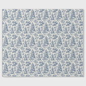 Blauw Kerstman toile Cadeaupapier (Vlak)