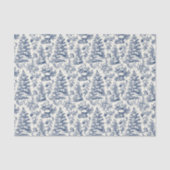 Blauw Kerstman Toile Tissuepapier (Voorkant)