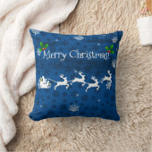 Blauw kerstmannens slee en rendier worp kussen (Deken)