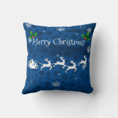 Blauw kerstmannens slee en rendier worp kussen (Achterkant)
