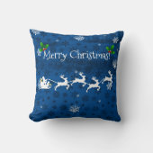 Blauw kerstmannens slee en rendier worp kussen (Voorkant)