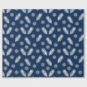 Blauw kerstmarinepatroon Verpakkingspapier Cadeaupapier (Vlak)