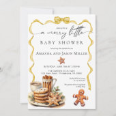 Blauw Kerstmis Baby shower elegant neutraal goud Save The Date (Voorkant)