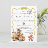 Blauw Kerstmis Baby shower elegant neutraal goud Save The Date (Staand voorkant)