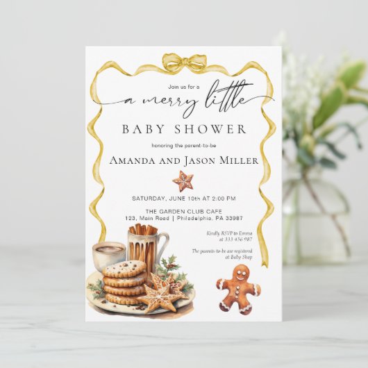 Blauw Kerstmis Baby shower elegant neutraal goud Save The Date (Staand voorkant)
