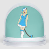 Blauw Kerstmis catgirl Sneeuwbol (Voorkant)