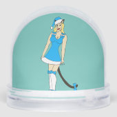 Blauw Kerstmis catgirl Sneeuwbol (Achterkant)