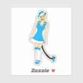 Blauw Kerstmis catgirl Sticker (Vel)