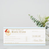 Blauw Kerstmis Cheque Cadeau Bon Card Kaart (Staand voorkant)